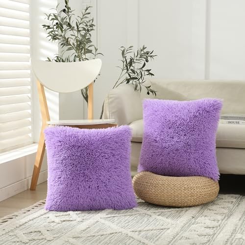 Image of Faux Fur Throw Pillow Covers for Couch Decorative Pillows 18x18 Inch