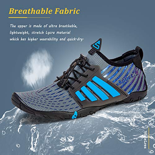 Watelves Water Shoes Mens Womens Beach Swim Shoes Quick-Dry Aqua Socks Pool Shoes For Surf Yoga Water Aerobics (B/Blue Gray, 43) #TOP3