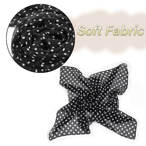 FGSS Women-Fashion-Scarves Polka-Dot-Scarf - Lightweight-Soft-Long-Headband Classic-Chiffon-Wrap-Shawl Black White Sheer3