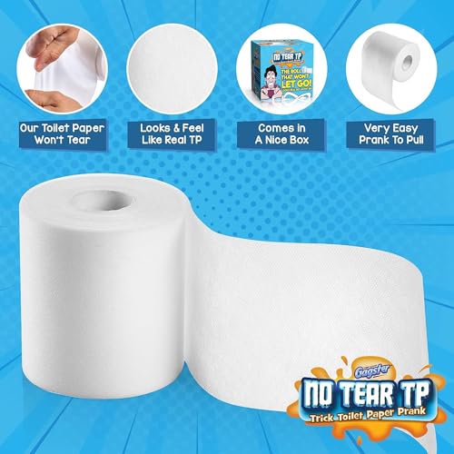 Gagster No Tear Toilet Paper – Practical Joke Trick – Fake Unrippable TP Rolls, Looks Like Real Toilet Paper But Won’t Tear – Funny Gift for Adults & Kids