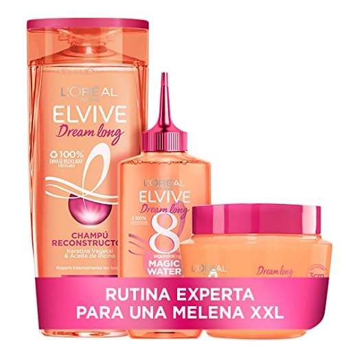 L'Oréal Paris Dream Long Cofre Rutina para Pelo Largo, Dañado: Champú Reconstructor+Tratamiento Magic Water