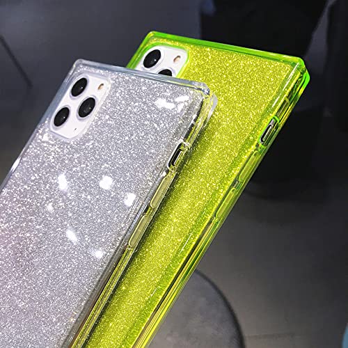 Coque carrée paillettes fluorescente pour iPhone 11 housse transparente - 2