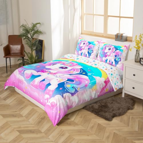 Housse de couette licorne violette pour chambre d'enfant difficile à coucher - 4