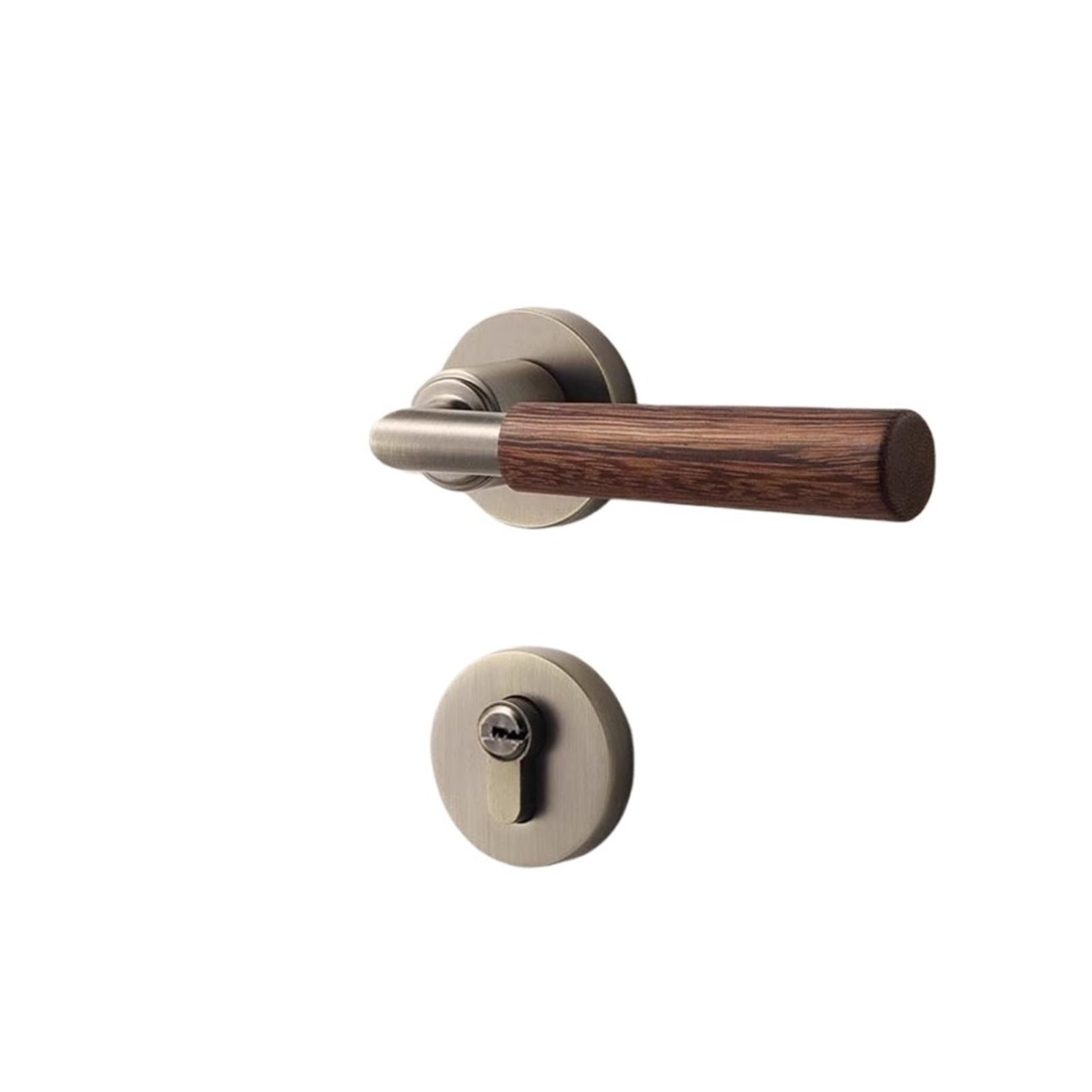 Poignée de porte en noyer massif : serrure magnétique rétro chic