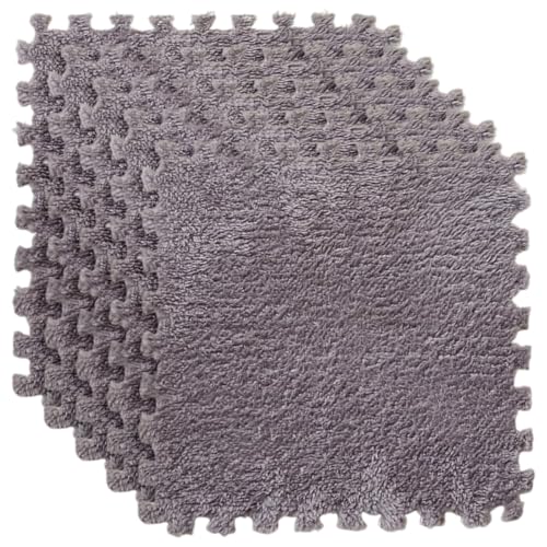 Ayuduots 5-20pcs Carpet Squares Puzzle Mat, Adjustable Interlocking Plush Foam Floor Mat for Home Decor Bedroom Playroom