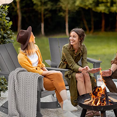 Giantex Outdoor Rocking Chairs Set Of 2 - Waterproof Hdpe Adirondack Rocker With Curved Back, Rounded Armrest, 330Lbs Weight Capacity, Outside Chair For Patio, Porch, Balcony, Backyard, Poolside, Gray #TOP1