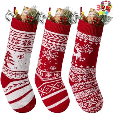 4 Pack 18” Knit Christmas Stockings Cover