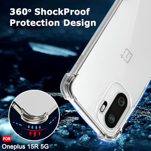 Image of TheGiftKart Shockproof Back Cover Case for OnePlus 15R 5G | Raised Bumps for Camera & Screen Protection | Ultra Clear Soft Silicone Back Cover Case for OnePlus 15R 5G (TPU, Transparent)