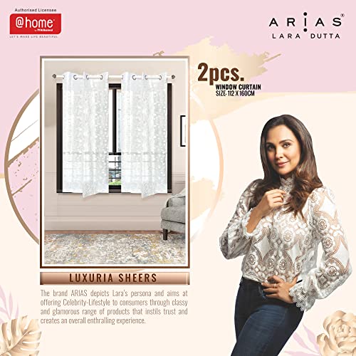 Image of @home by Nilkamal Arias Luxuria Sheers Floral Window Curtain Set of 2 White