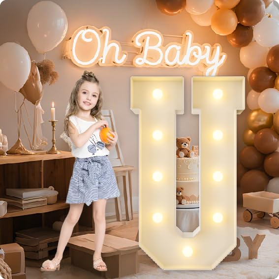 HXWEIYE Large Marquee Letter U, 3FT Battery Operated, Easy to Assemble