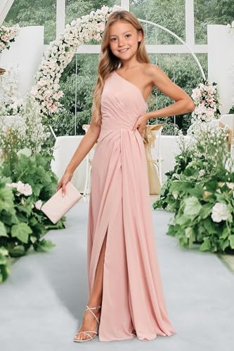 Junior Bridesmaid Dresses for Wedding Chiffon One Shoulder Flower Girl Dress Long Party Pageant Gowns2