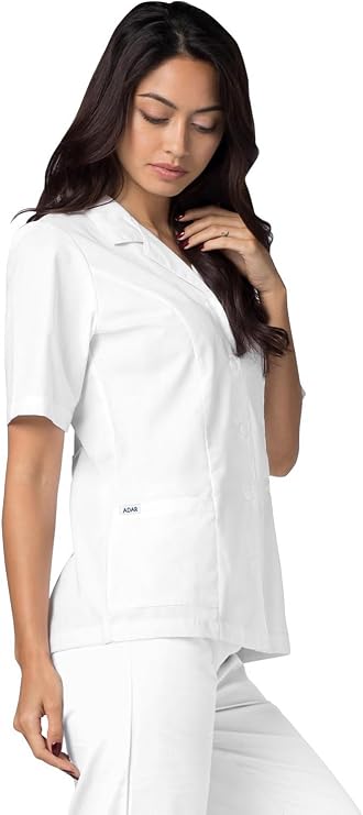 Adar Universal Scrubs for Women - Lapel Collar Buttoned Scrub Top