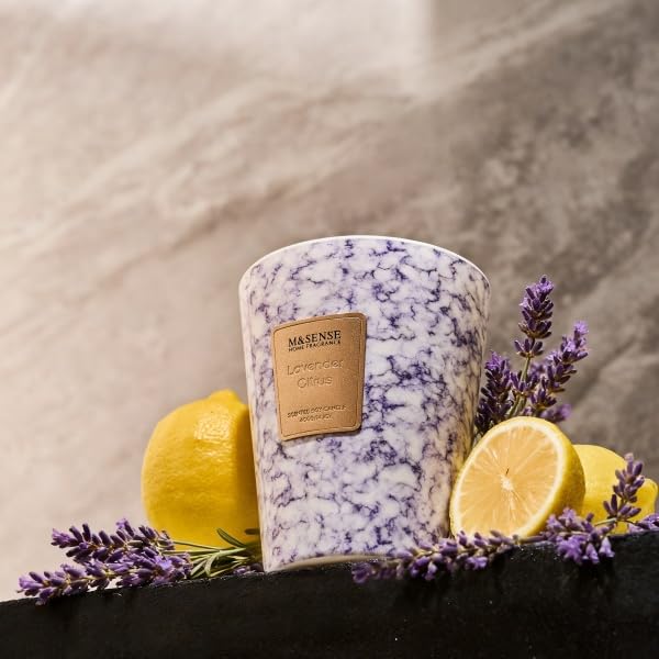 Image of M&SENSE Lavender Citrus Scented Soy Candle, 3 Wick Highly Scented 14.1 Oz 80H, Aromatherapy Scented Candle Gift for Women and Men