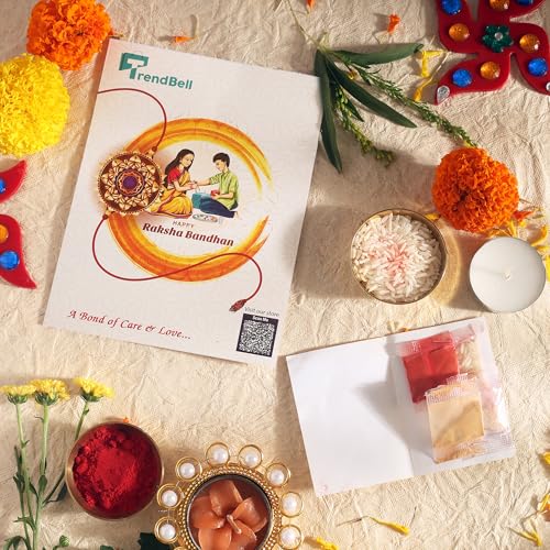 Image of Set of 3 Ganesha & Rudraksha Rakhi for Brother Rakhee for Brothers | Raksha Bandhan Om Rakhi for Brother Rakhi Set with Greeting Card & Roli