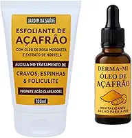 Kit Açafrão DermaMi: Esfoliante + Óleo de Açafrão Natural 30ml | Clareador, Antiacne e Uniformiza o Tom da Pele