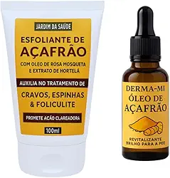 Kit Açafrão DermaMi: Esfoliante + Óleo de Açafrão Natural 30ml | Clareador, Antiacne e Uniformiza o Tom da Pele