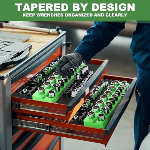 Organizador de llaves magnéticas Blulu con base de gran sujeción para vasos métricos y SAE 8