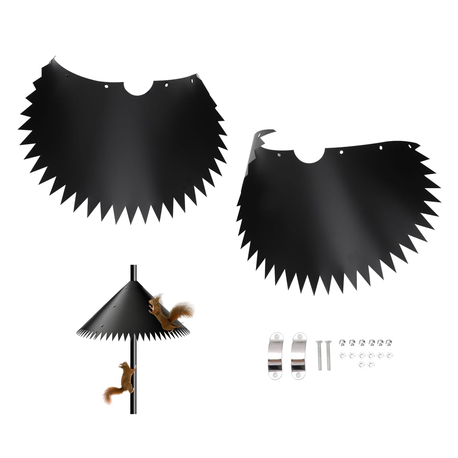 Squirrel Baffle for Bird Feeder Pole, Outside Pole Mount Bird House Guard, New Upgraded Outdoor Wrap Around Squirrel Baffle Proof Guard Stopper Black (14 Inch)