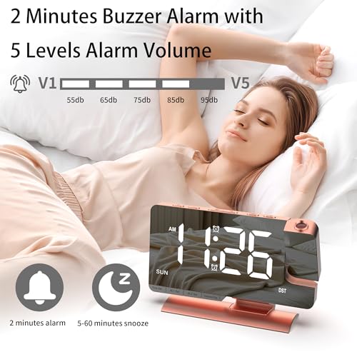 Despertador proyectable de techo para dormitorio con proyector de 180 grados 8