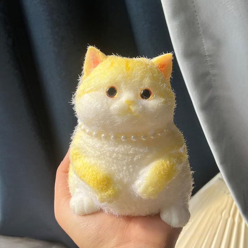 Medium Squishy Cat, Fluffy Sticky Soft Realistic Cat,Stress Relieving Cute Large Cat Toys for Family or Friend (Golden Tabby)