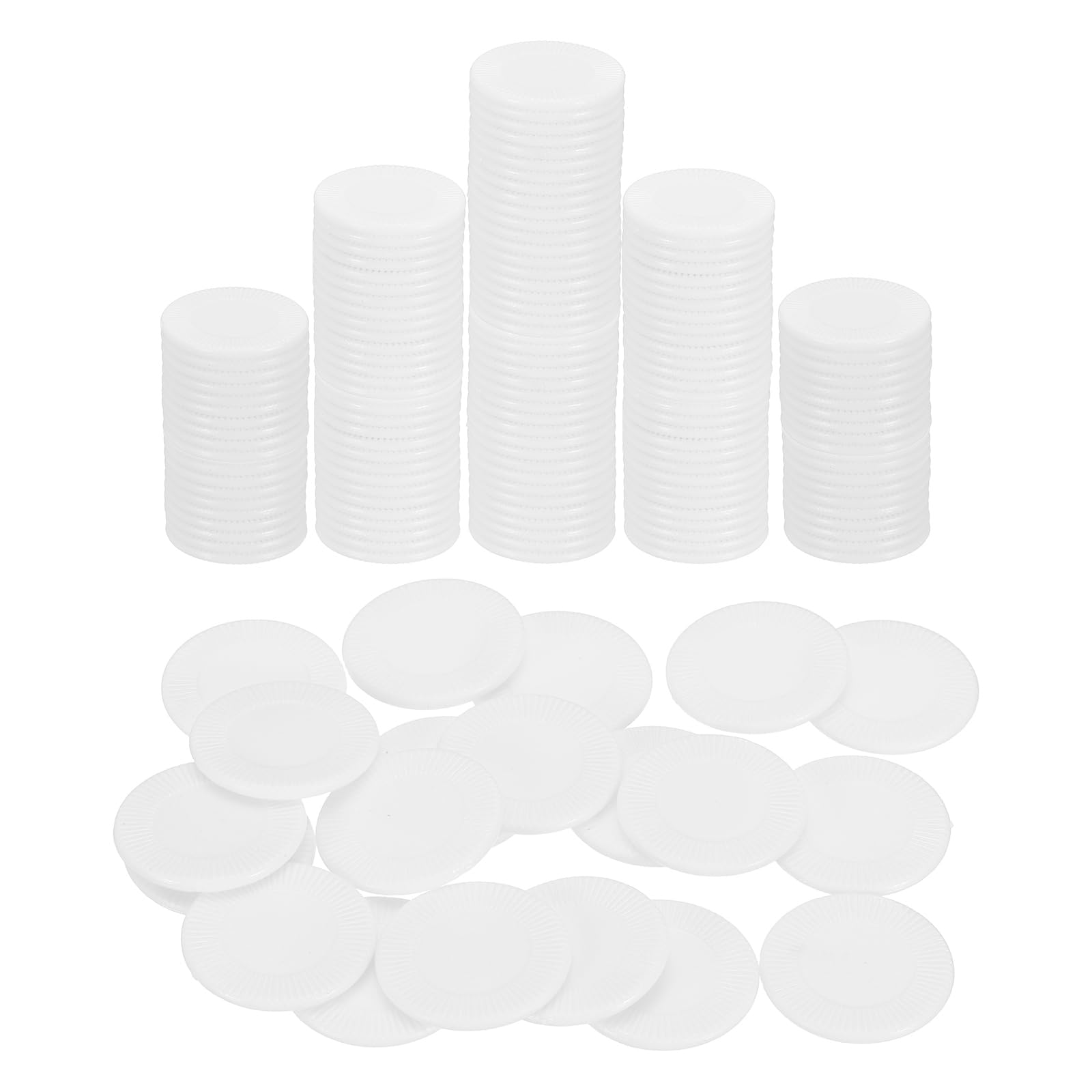 sourcing map 200Pcs Plastic Poker Chips, 22mm Mini Bingo Chips Learning Counters Counting Counters Disks Markers Opaque Game Tokens for Game Play Math Counting, White, Pattern