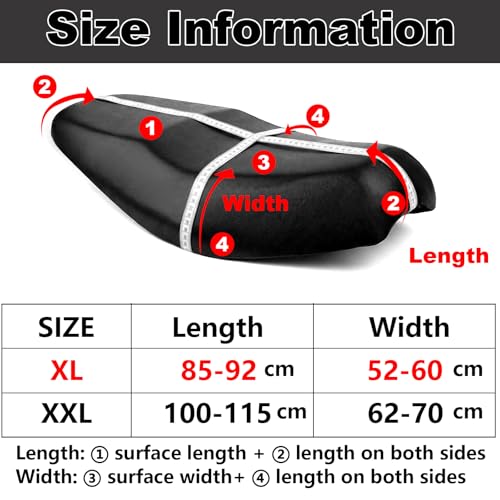 Motorrad Sitzbezug Universal,Wasserdicht Roller Sitzbezüge,Oxford Moto Sitzbankabdeckung mit Gummiband,Kratzfest Motorrad Sitzkissen Zubehör bieten Schutz vor Regen,Sonne und Staubdicht, XL(60-92cm)