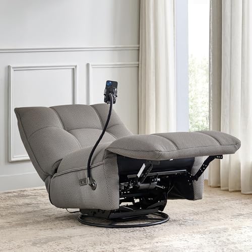 Image of Home Centre | Zeek Fabric 1 Seater Recliners with Mobile Holder | Recliner Sofa for Living Room | Solid Wood | Grey | 2 Year Warranty