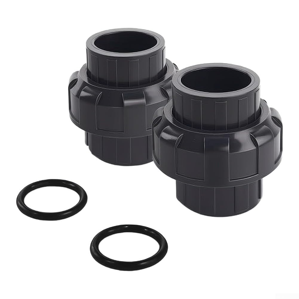 Acoplador PVC 1.5 Pulgadas 2 Pack Conector Tubo para Serie 80 Negro para Piscina Desmontable y Bomba Industrial