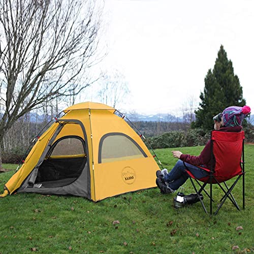 Kazoo Outdoor Family Tent Durable Lightweight, Waterproof Camping Tents Easy Setup, Beach Screen Tent Sun Shade 3 Person (Yellow) #TOP3
