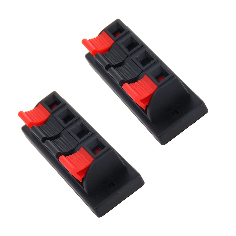 Heyiarbeit 2Pcs 4-Way Speaker Terminal Block Spring Push Release Connector 4 Position Amplifier Spring Jointing Clamp Test Clip