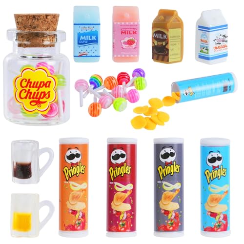 Aolso Maison de poupée Meubles Miniatures, 15 pièces Miniature Accessoires, Mini Maison de poupée Micro Accessoires, Cuisine en résine Mini modèle...