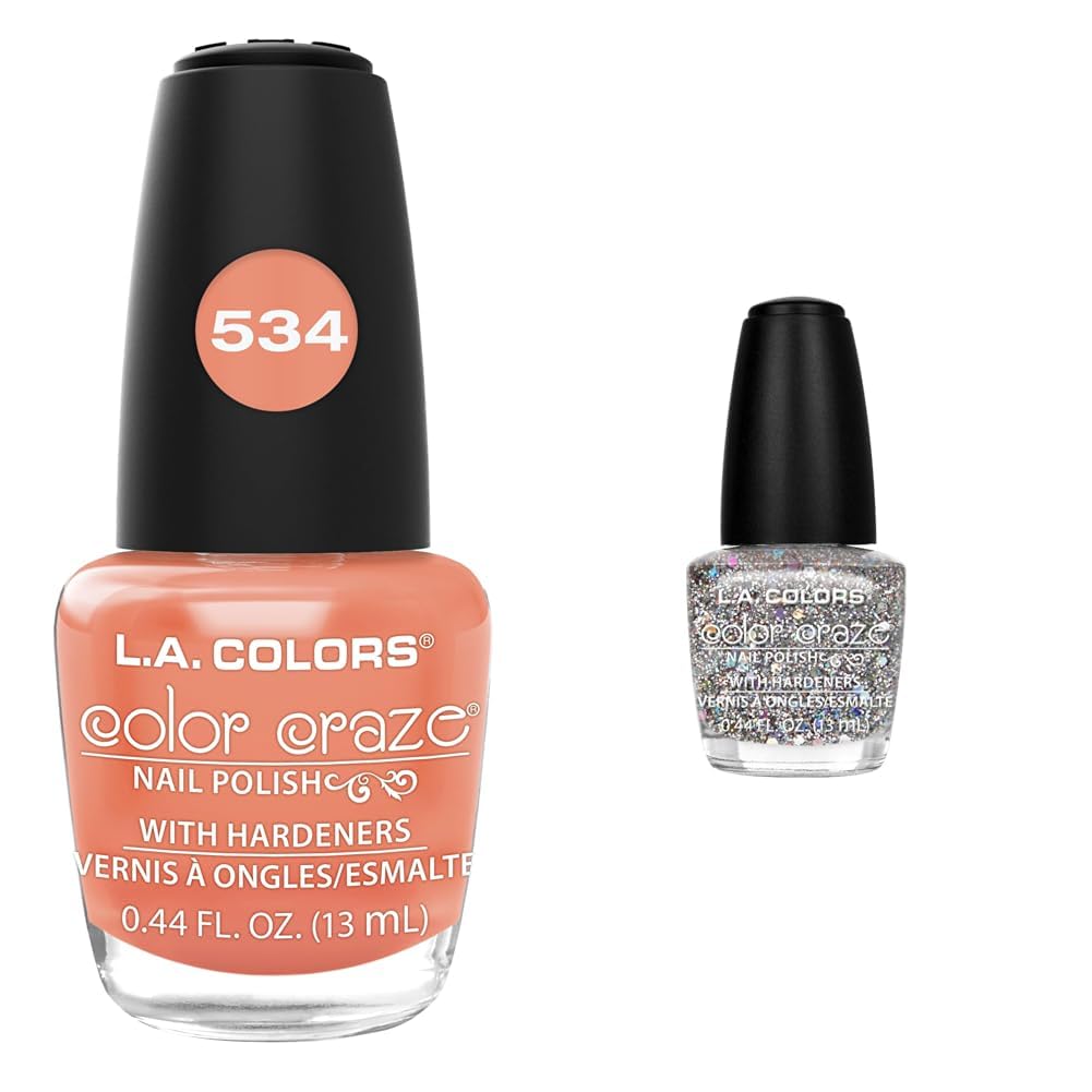 L A COLORS Color Craze Nail Polish Hottie 0 44 fl oz Glitter Bomb 0 44 Fl Oz