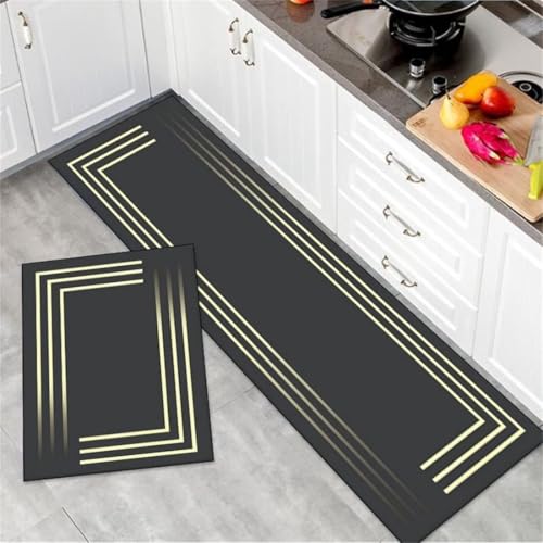 Image of Kitchen Anti Slip Mat for Floor, Waterproof Washable Kitchen Mats, Non Slip Kitchen Floor Mats for Home, Soft Mats for Kitchen, Kitchen Mats for Floor Anti Slip (3 LINE MAT)