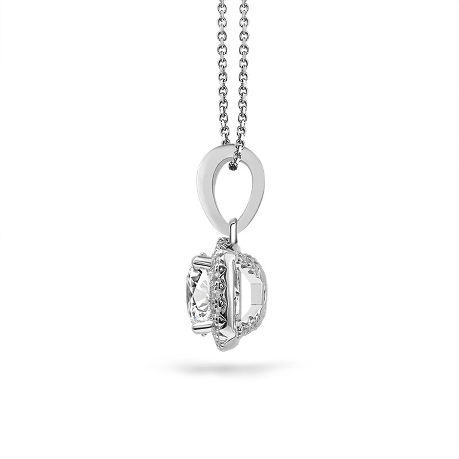 Collane Donna in Oro Bianco 9K/14K/18K/Argento 925 Moissanite Rotonda Semplice da 1ct Collana con Ciondolo Catena 45cm