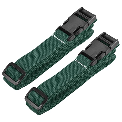 Image of MECCANIXITY Utility Strap with Buckle 1x98 Inch Polyester Quick Release Adjustable Belt for Travel Outdoor Bag Luggage Packing (Light Green, Pack of 2)