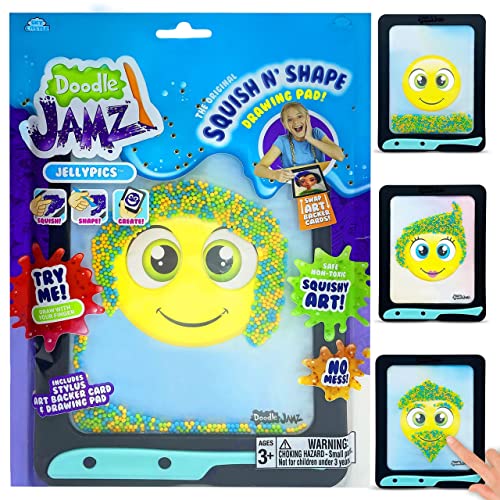 Doodlejamz Jellyboards (Red And Yellow Gel) + Doodlejamz Jellypics (Green, Orange, Blue Beads) - Sensory Drawing Pads Filled With Non-Toxic Squishy Beads And Gel #TOP4