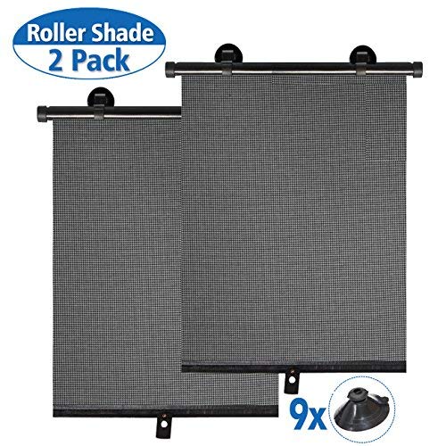 Car Sun Shade for Baby,Car Window Shade Roller Retractable Sunshade for Side Windows Windshield Sun Shade Blocks 98% of Harmful UV Rays,Protect Your Kids from Sun Glare and Heat (2 Pack)