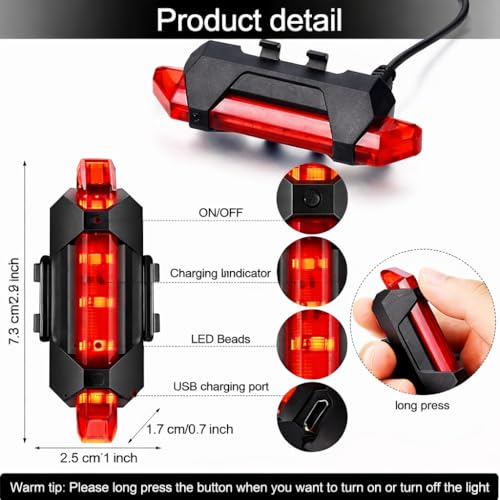 Image of ALYV Rechargeable Bicycle Light with Horn & LED Tail Light | USB Powered Front & Rear Cycle Light Combo | Multiple Light Modes | Universal Mount