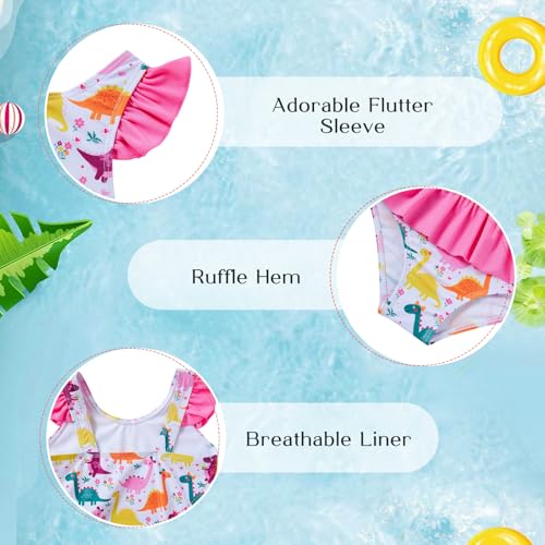Image of Vieille Toddler Girls Swimsuits One Piece Ruffle Bathing Suits 2-7T