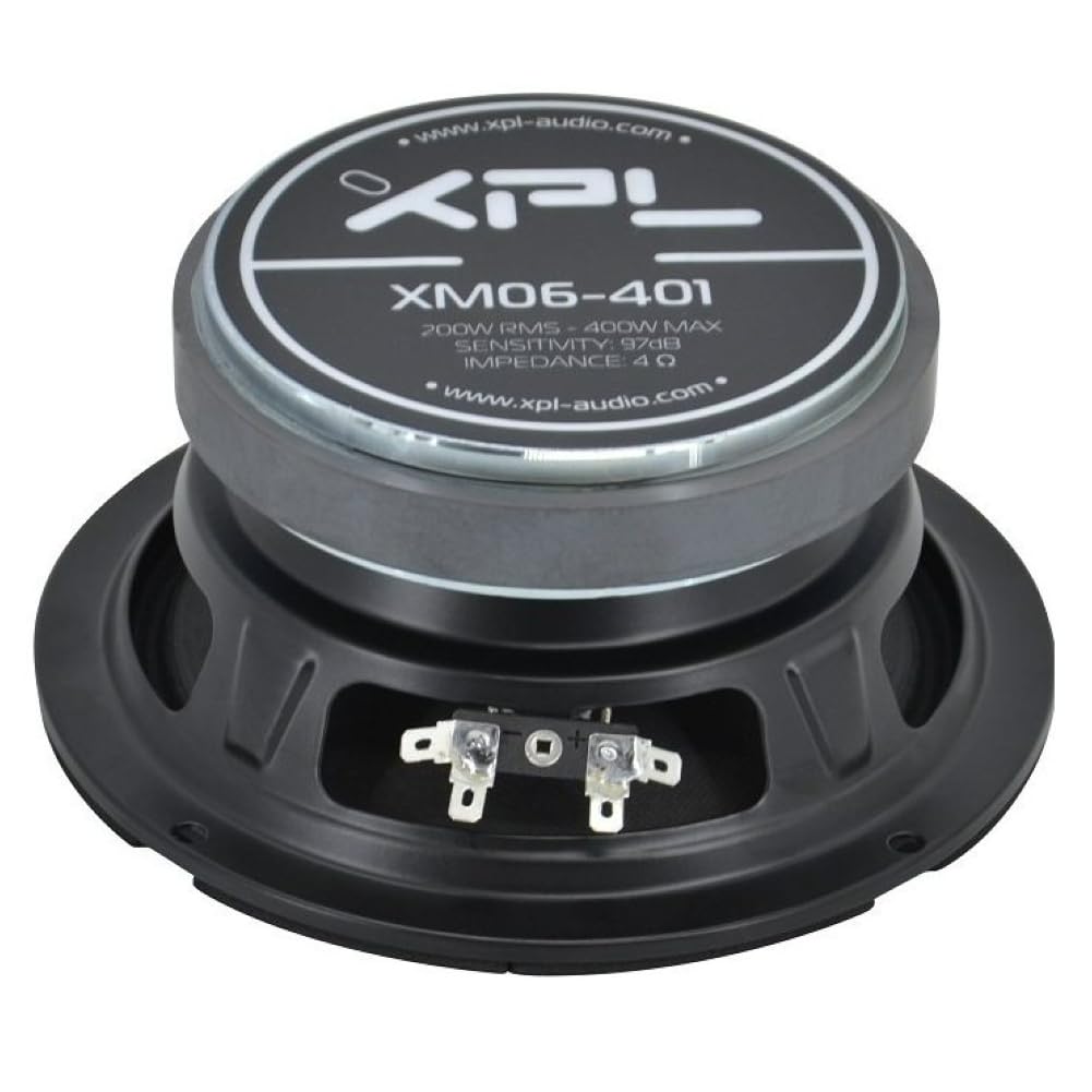KIT SET PER XPL XM06-401 1 midwoofer altoparlante da 16,5 cm 165 mm 6,5" di diametro, 200 watt rms 400 watt max, impedenza 4 ohm, sensibilità 97 db, per auto, 1 pezzo