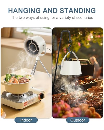 Portable Range Hood, Mini Desktop Range Hoods, 3 Speed, 5 Changeable Filter Sponge Pads, Rechargeable Kitchen Exhaust Fan for Indoor or Outdoor Cooking