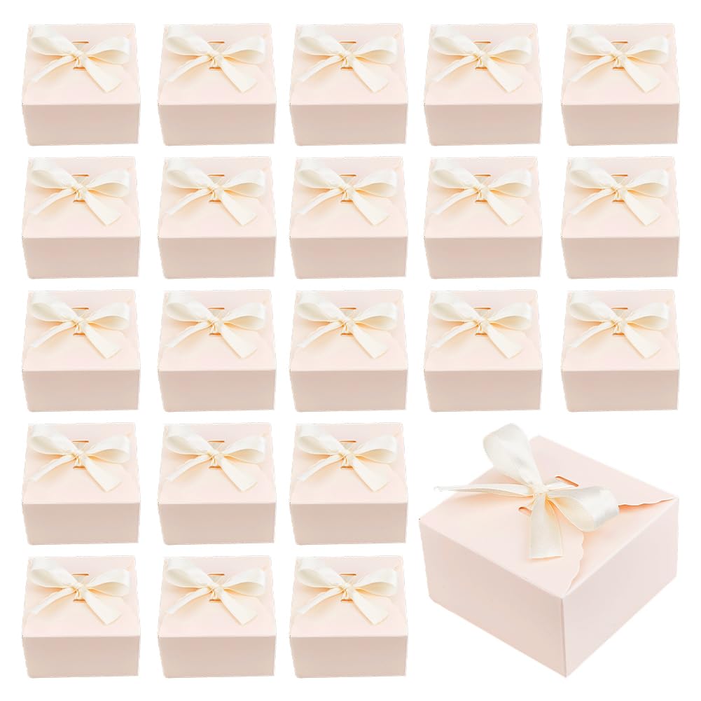 PH PandaHall 30pcs Pink Gift Boxes Candy Box Foldable Paper Box Small Gift Packaging Boxes with Ribbon for Mother's Day Wedding Proposal Anniversary, 9x9x5cm