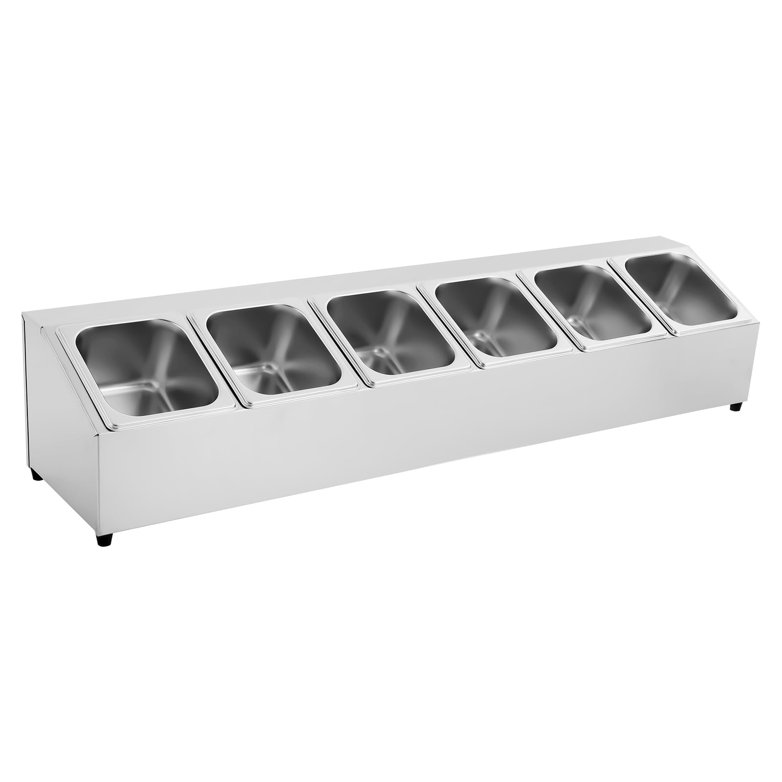 Recipiente para ingredientes para pizza, recipiente de acero inoxidable con tapa, 6 recipientes, vitrina para mantener el calor, gastronomía, ensalada, recipiente para guarniciones para gastro