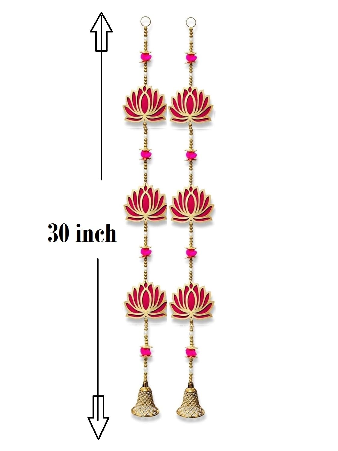 1 Pair of Lotus Bell Latkan with 4 Bell Lotus Hanging Combo Wall Hanging Gift Decorative Showpiece for Diwali,Home Wall Decor Temple. (1 Pair Bell Lotus Hanging with 4 Bell Lotus Hanging) 2