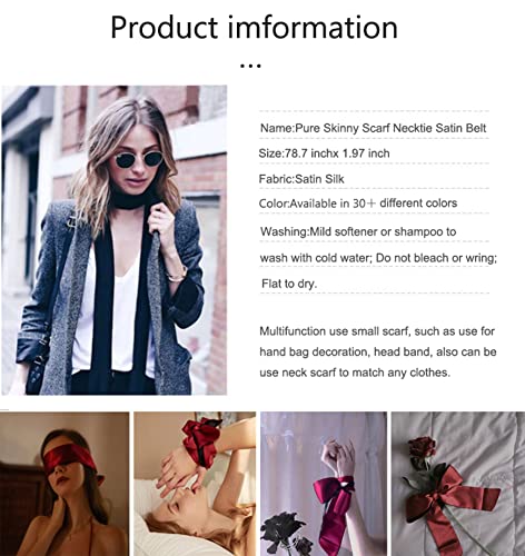 GUZOSJO Printed Long Neckerchief Skinny Scarf Necktie Handbag Wrap Handle Satin Belt3