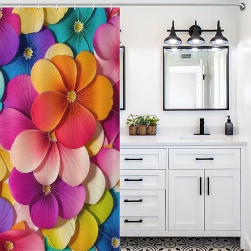 Rideau de douche imperméable et lavable en polyester floral pour baignoire 92x183cm