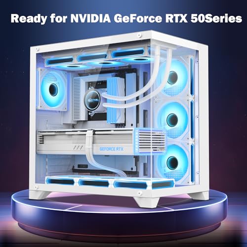 Torre de computadora de doble cámara de vidrio templado y chasis blanco 7