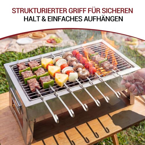 Homealexa 20 Stücke Grillspieße, Grill Kabob Spieße 37,5cm Edelstahl Lange Spieße Schaschlikspieße Fleischspieße für Lagerfeuer oder Grillschale
