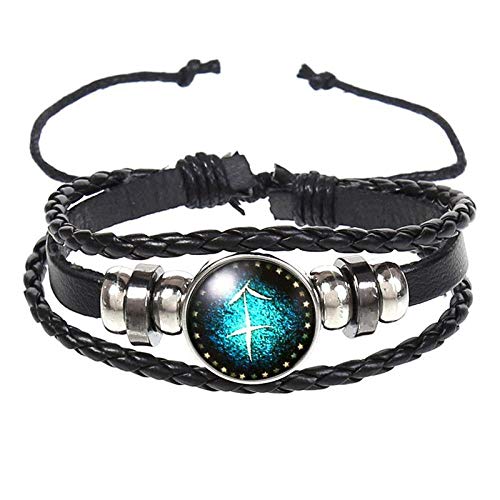 Bracelet en cuir rétro multicouche motif Sagittaire à offrir en cadeau