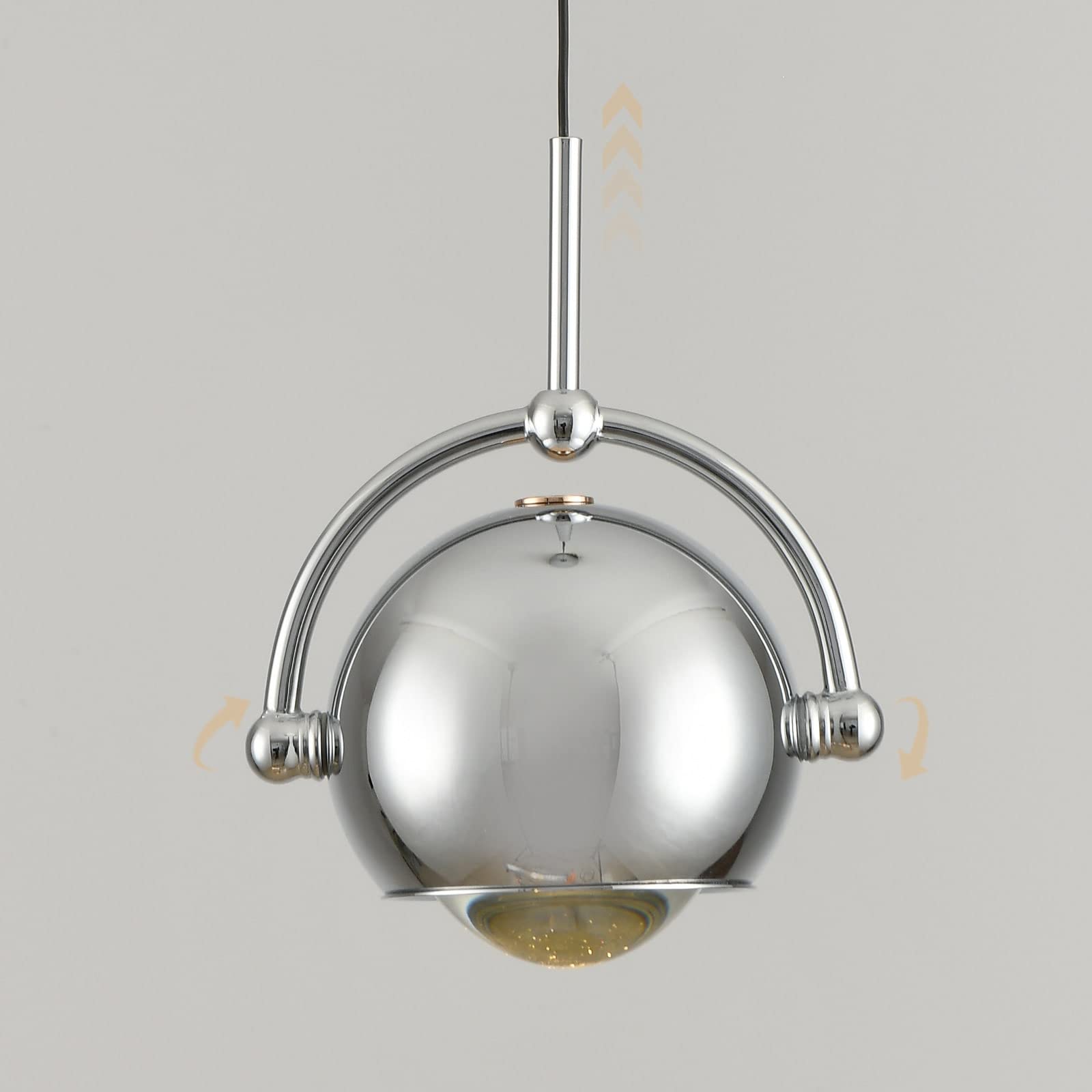 YOXANG Creative Lifting Lighting Aluminium Pendant Light Bedroom Rise and Fall Lamp Mini 360° Angle Adjustable Hanging Lights Dining Room Iron Glass Chandeliers LED Bulb Included Warm Light — image 1